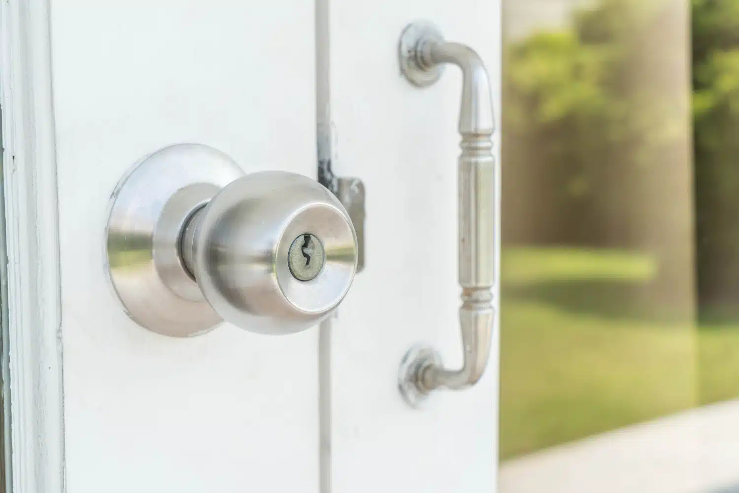 white door lock